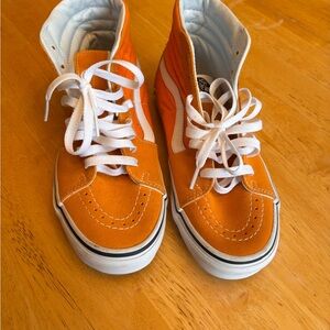 Vans Orange and White Kids High-Top Sneakers